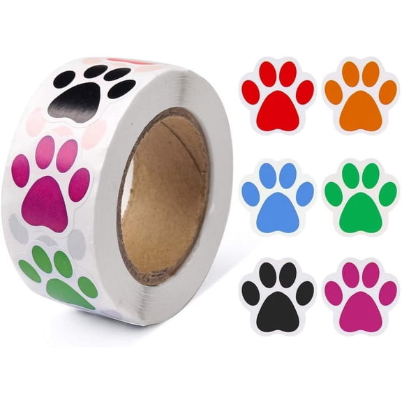 Best Paw Prints Stickers,(1 Inch/ 500 Stickers*3pcs) Dog Stickers Dog Puppy Paw Prints Stickers,Colorful Self-Adhesive Labels Animal Decal,Paw Prints Envelope Seal for Classroom Kids