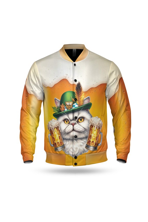 Best Persian Dad Proud Beer Lover Happy Oktoberfest All Over Print 3D Baseball Jacket Cat Lover Kitten Owner Gifts Bomber Jacket Softball - 02016