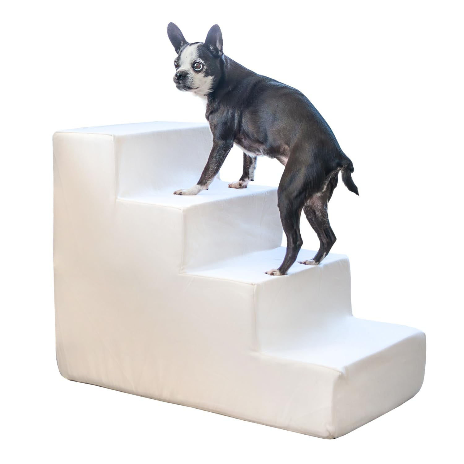 Best Pet 4 Step Pet Steps Stairs with CertiPUR US Certified Foam for Dogs Cats Ivory 18