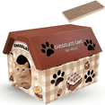 thumbnail image 1 of Best Pet Life Cardboard Cat House with Scratcher, Cat Bed for Indoor Cats, Cat Toy Pet Cat Scratcher House Cave Hideaway Gifts for Cat Birthday, Chocolate, 1 of 7