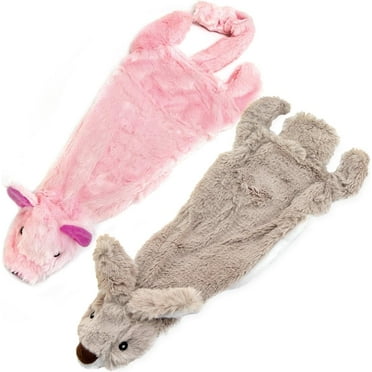 Best Pet Supplies 2-in-1 Stuffless Squeaky Dog Toys with Soft, Durable Fabric for Small, Medium, and Large Pets, No Stuffing for Indoor Play, Holds a Plastic Bottle - Hare, Pig, Medium