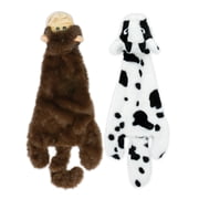Best Pet Supplies 2-in-1 Stuffless Squeaky Dog Toys with Soft, Durable Fabric for Small, Medium, and Large Pets, No Stuffing for Indoor Play, Holds a Plastic Bottle - Cow, Monkey, Medium