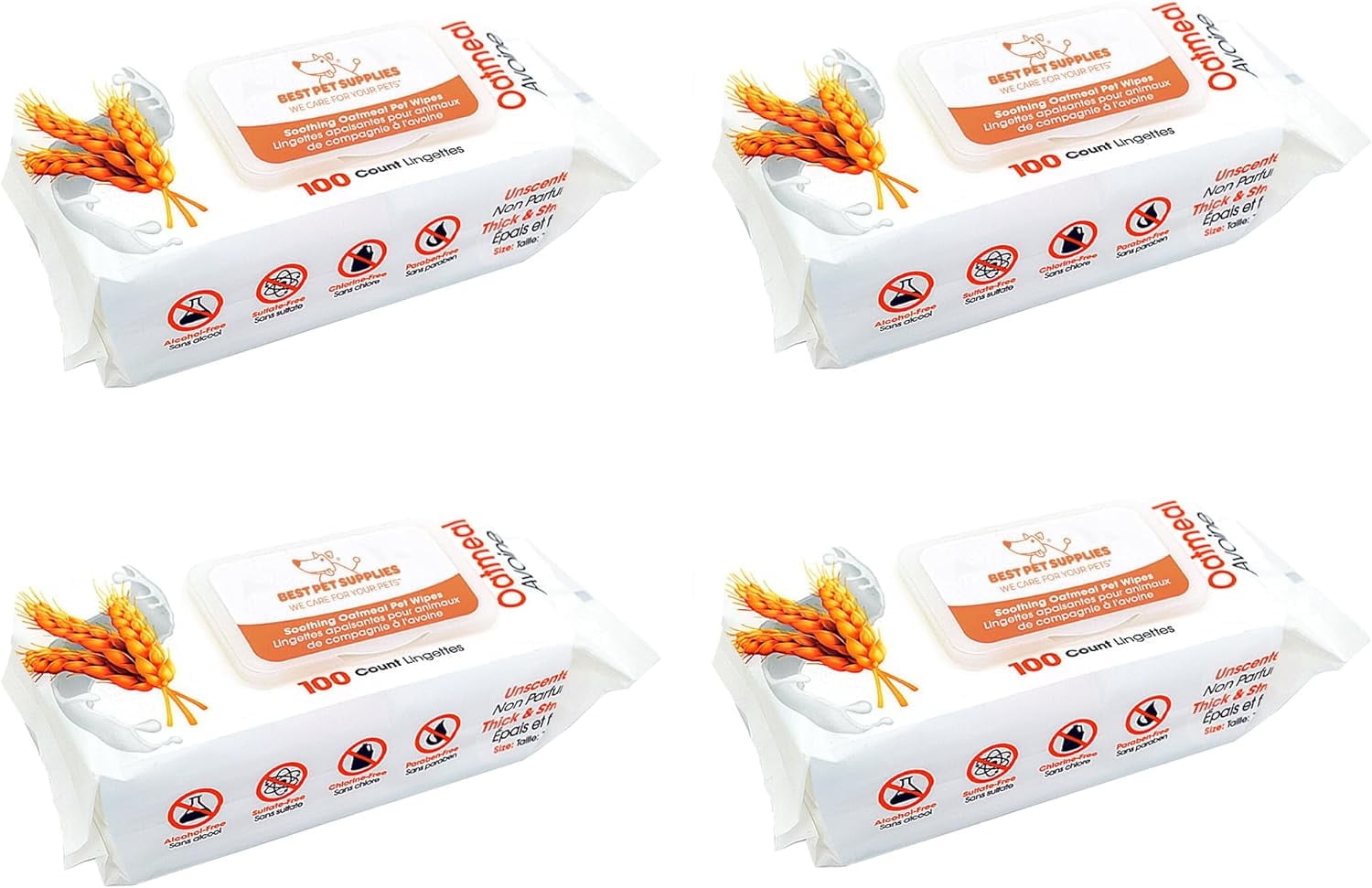 Best Pet Supplies 8" x 9" Pet Grooming Wipes for Dogs & Cats, 400 Pack