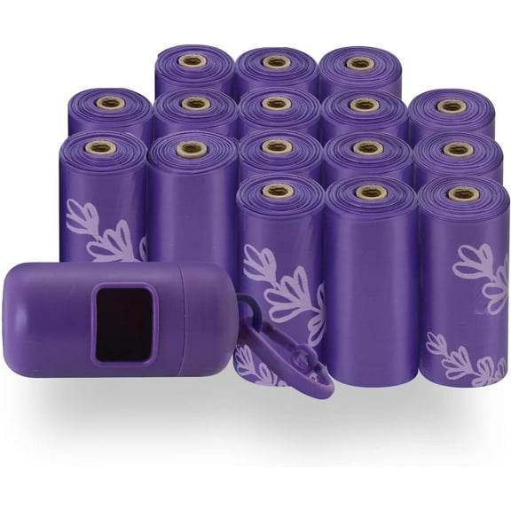 Best Pet Supplies Dog Poop Bags (240 Bags) for Waste Refuse Cleanup, Doggy Roll Replacements for Outdoor Puppy Walking and Travel, Leak Proof and Tear Resistant, Thick Plastic - Purple