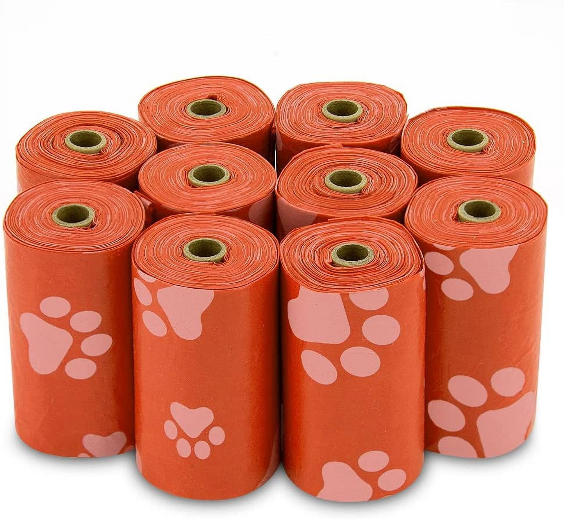 Best Pet Supplies Dog Poop Bags, Rip-Resistant and Doggie Waste Bag Refills with d2w Controlled-Life Plastic Technology - Pack of 150, Orange