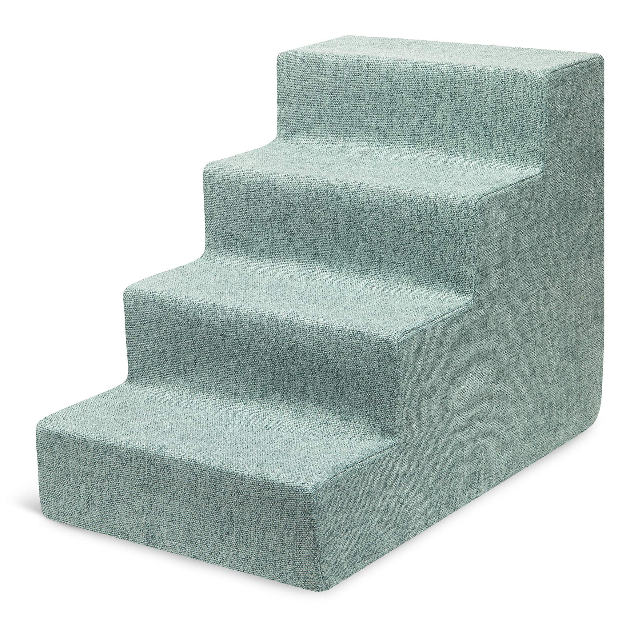 Pale Teal Foam 4-Step Pet Stairs with Non-Slip Bottom
