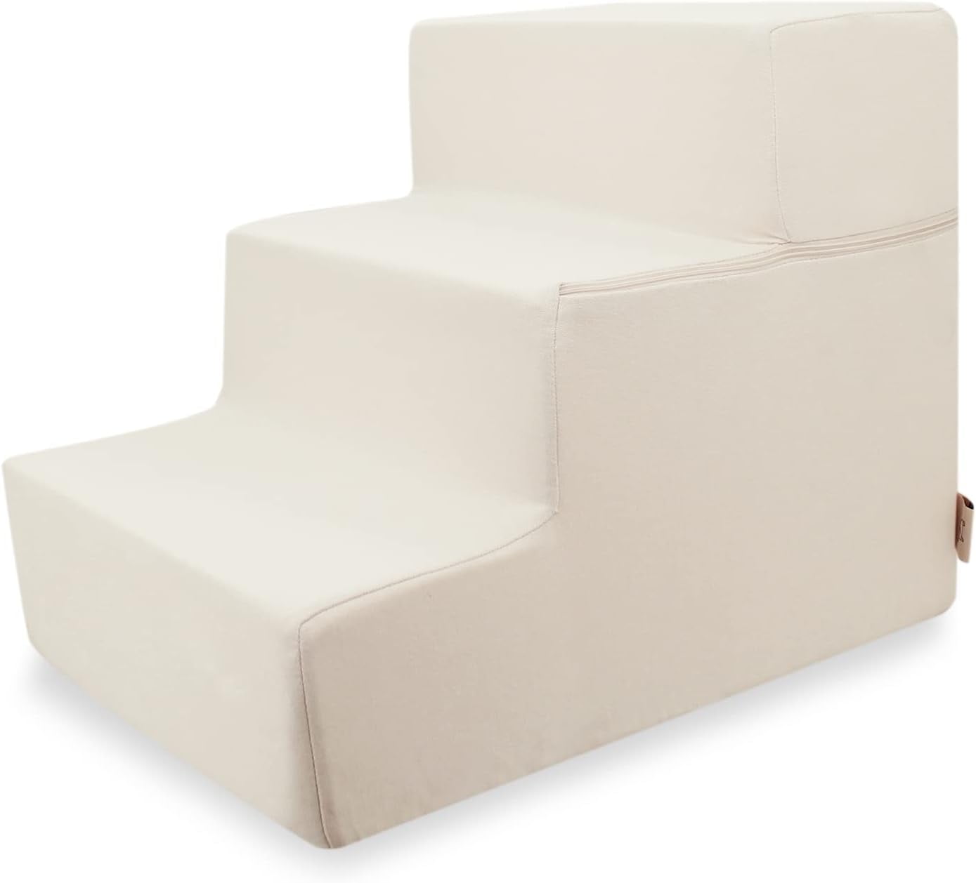 Ivory 3-Step Foldable Foam Pet Stairs with Non-Slip Support
