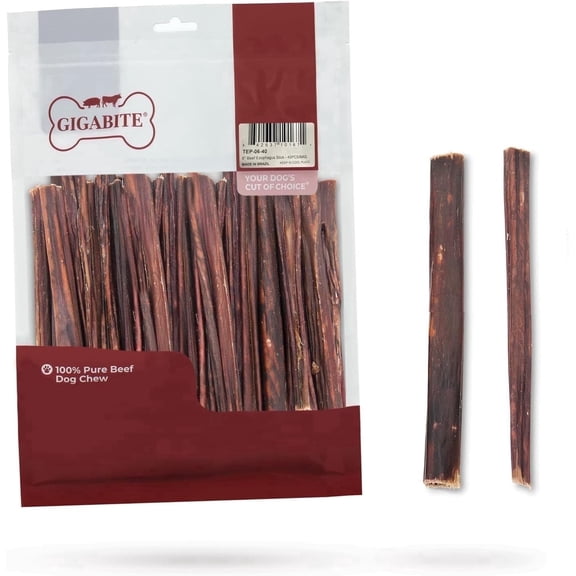 Best Pet Supplies GigaBite 6 Inch Beef Gullet Jerky Sticks (35 Pack) - All Natural, Free Range Beef Esophagus Stick Dog Treat