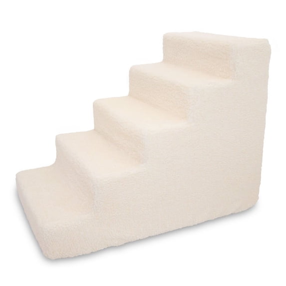 Best Pet Supplies Pet Steps and Stairs with CertiPUR-US Certified Foam for Dogs and Cats, 5-Step, Lambswool