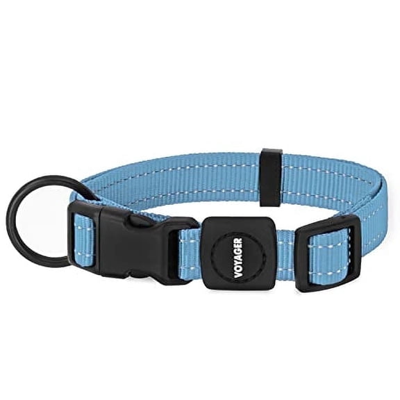 Best Pet Supplies Reflective Dog Collar with Adjustable Length, Heavy-Duty Buckle, and Strong Leash D-Ring, Training, Walking, Jogging Accessory for Small, Medium, and Large Breeds - Baby Blue, S