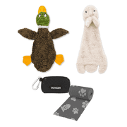 Best Pet Supplies Squeaky Dog Toy Bundle with 2 Medium Stuffless Plush Toys & 15 Poop Bags, Hare and Wild Duck