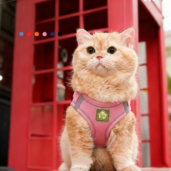 Cat Haress - All Weather Mesh, Reflective, No Pull Hamness for Doas, Cats - Secure with Hook & Loop Fastener. Buckle. Double D-Rings