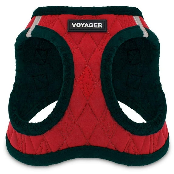 Best Pet Supplies - Voyager Step-in Plush Pet Harness - Soft Plush - Red Quilt, M