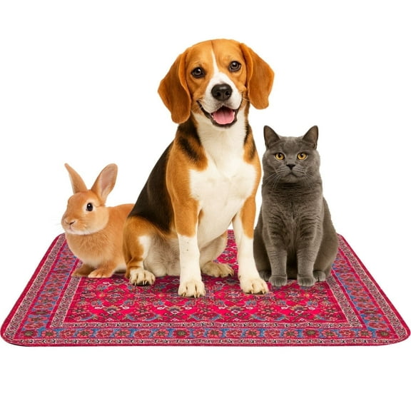 Best Pets Washable Pet Mat – Reusable Pad for Dogs & Cats – 34x36 in, Ruby Garnet