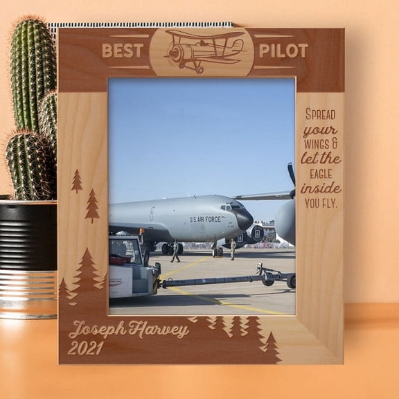 Best Pilot Spread Your Wings & Let The Eagle Inside You Fly Personalized Wooden Frame 8" x 10" Brown (Vertical)