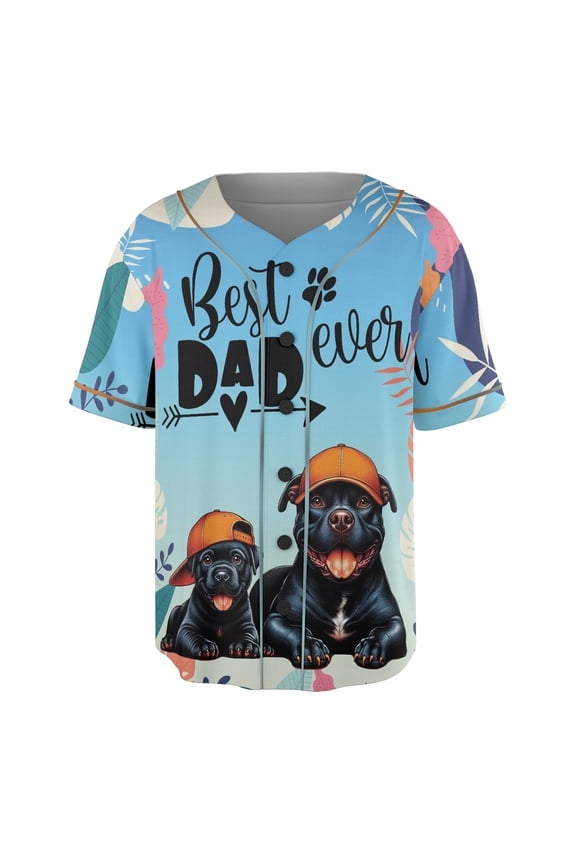 Best Pitbull Dad Ever Happy Father's Day All Over Print 3D Baseball Shirt Terrier Dog Lover Softball Sport - 02006