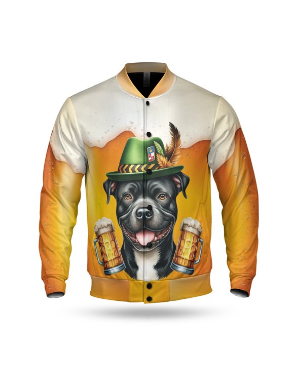 Best Pitbull Dad Proud Beer Lover Happy Oktoberfest All Over Print 3D Baseball Jacket Terrier Dog Lover Bomber Jacket Softball - 02016