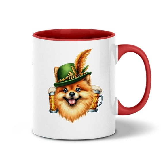 Best Pomeranian Dad Proud Beer Lover Happy Oktoberfest 11oz Accent Two-tone Mug Pom Dog Lover Gifts Coffee Tea Cup - 02016