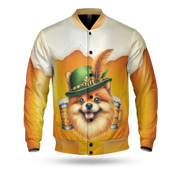 Best Pomeranian Dad Proud Beer Lover Happy Oktoberfest All Over Print 3D Baseball Jacket Pom Dog Lover Gifts Bomber Jacket Softball - 02016