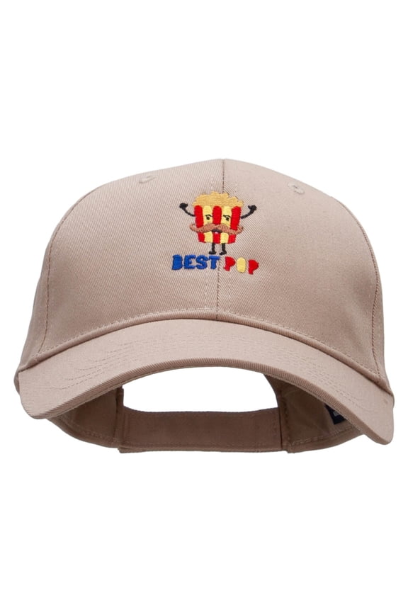 Best Pop Embroidered Low Profile Structured PET Spun Cap - Khaki OSFM