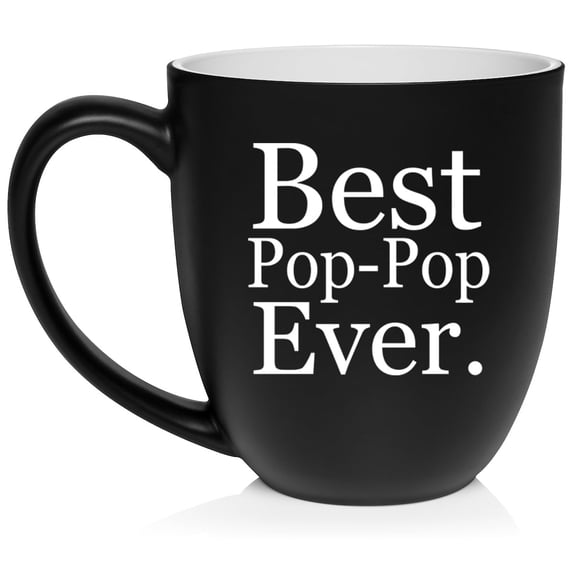 Best Pop-Pop Ever Ceramic Coffee Mug Tea Cup Gift for Him, Son, Grandpa, Brother, Dad (16oz Matte Black)