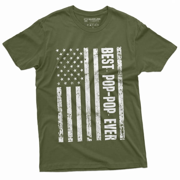 Best Pop-Pop Ever Mens T-Shirt Pop Grandpa Fathers Day Veterans Day Papa Tee (Large Military Green)