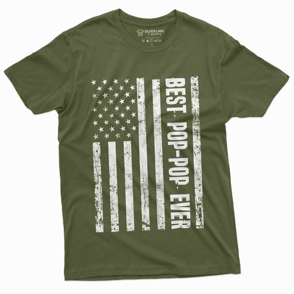 Best Pop-Pop Ever Mens T-Shirt Pop Grandpa Fathers Day Veterans Day Papa Tee (Small Military Green)