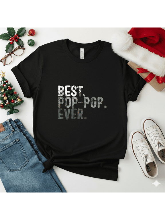 Best Pop-Pop Ever Retro Distressed Grandfather Custom Family Title Varsity Unisex T-Shirt V19033, S-5XL