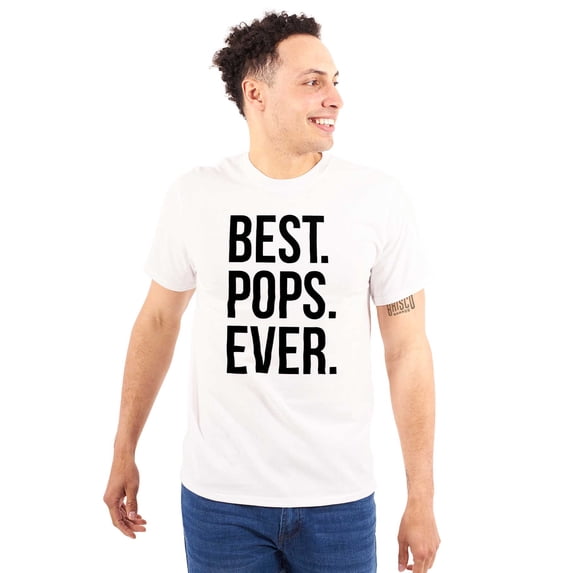 Best Pops Ever Dad Grandpa Far Day Men's Big & Tall Crewneck Graphic Tee Brisco Brands 4X