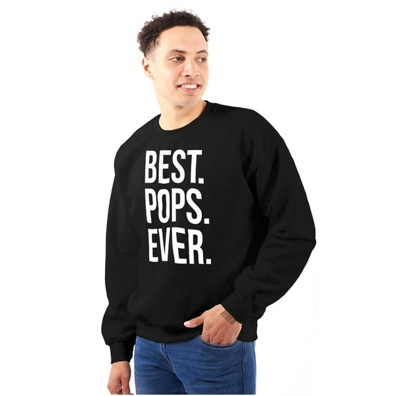 Best Pops Ever Dad Grandpa Far Day Men's Big & Tall Crewneck Sweatshirt Brisco Brands 2X