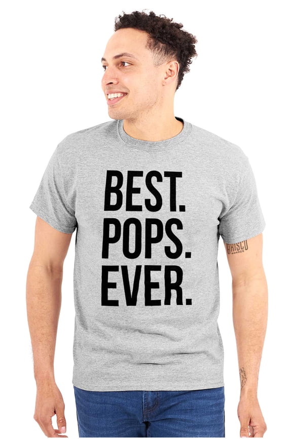 Best Pops Ever Dad Grandpa Far Day Men's Graphic T Shirt Tees Brisco Brands L