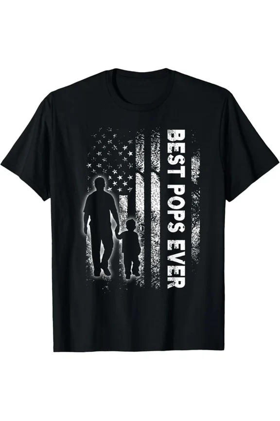 Best Pops Ever Usa Flag Father'S Day Grandpa Gift Idea T-Shirt Unisex S-5XL Hot Trending Shirt, Vintage Birthday Gift