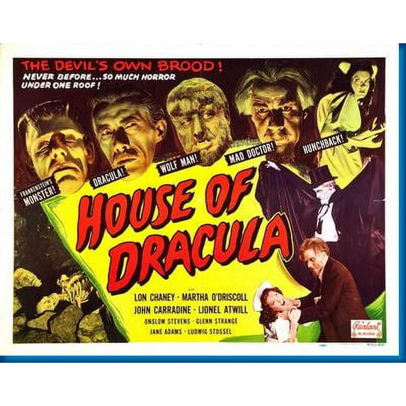 Best Posters House Of Dracula Quad Style Movie 11Inx17In Mini Poster 11x17 Poster Color Category: Multi, Unframed, Ages: Adults