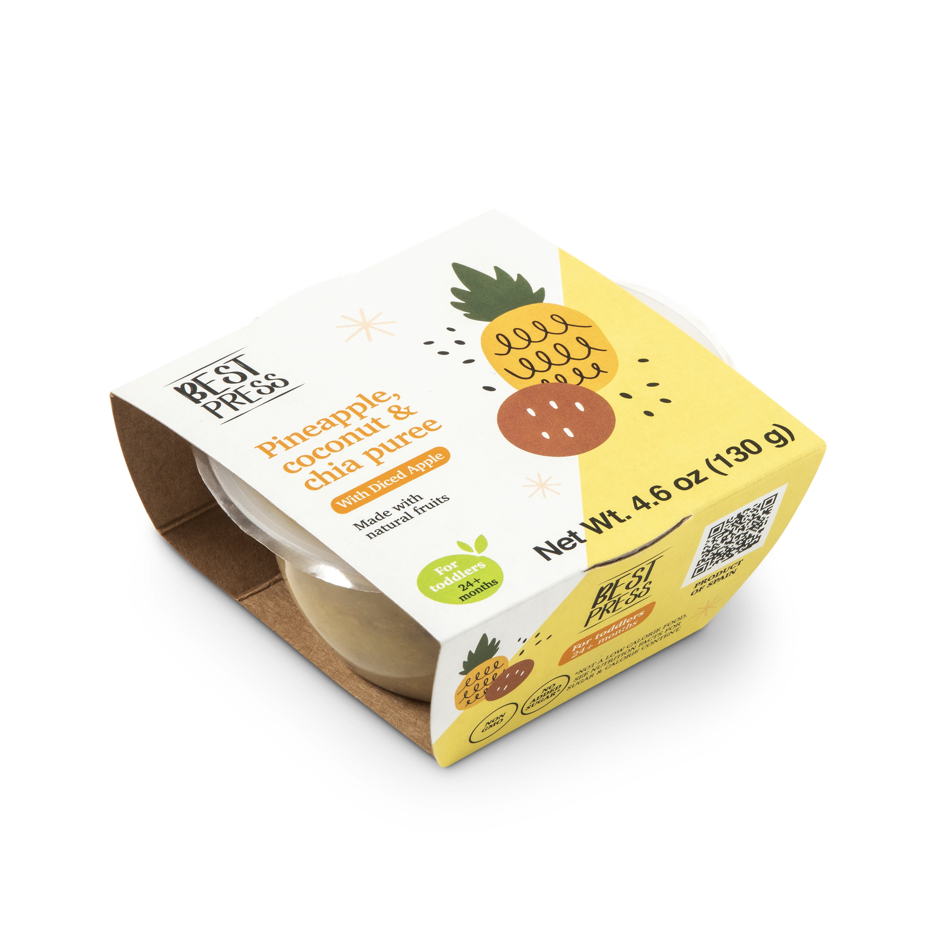 Best Press, Texture Tubs, Toddler Food , Apple, Banana, Pineapple, Coconut & Chia, 4.6oz Tub