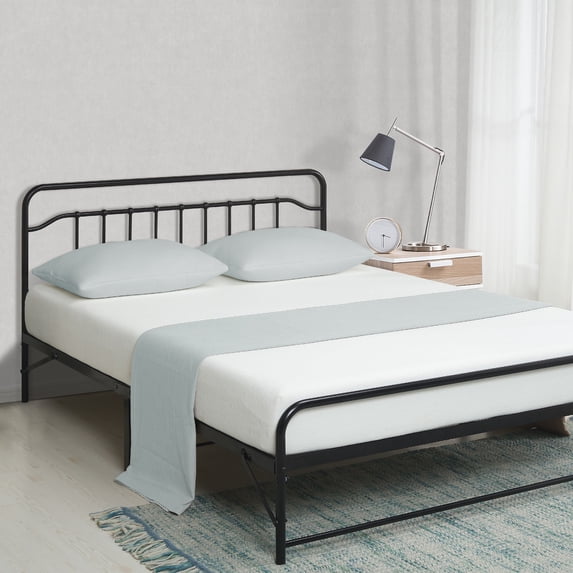 Best Price Mattress 12 Inch All-in-One Easy Setup Metal Platform Bed w/Steel slats and Headboard