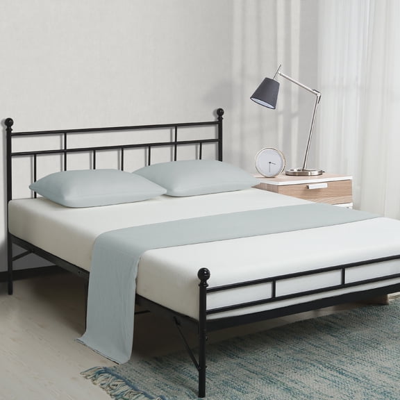 Best Price Mattress 12 Inch All-in-One Easy Setup Metal Platform Bed w/Steel slats and Headboard