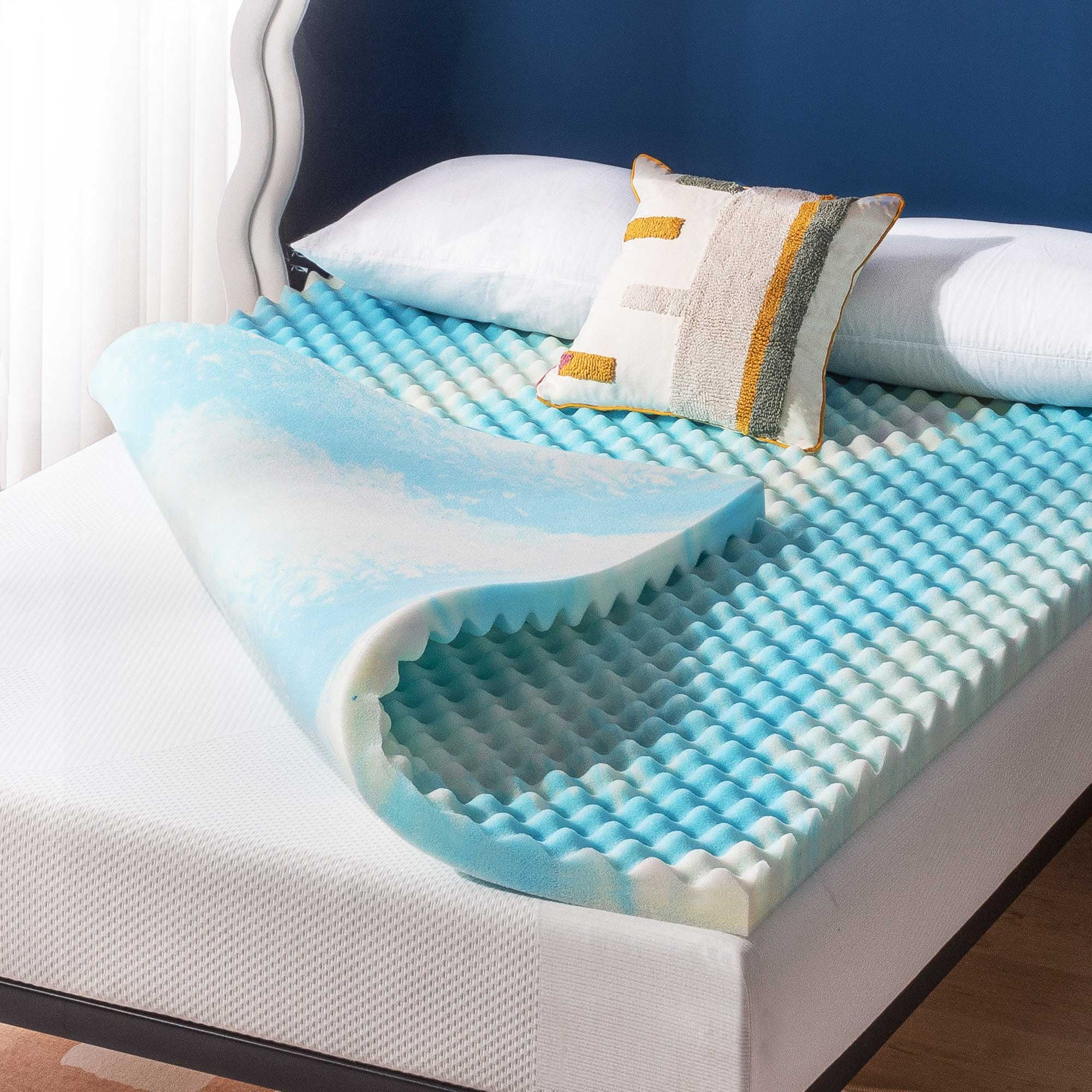 zinus 1.5 inch swirl gel memory foam air flow topper