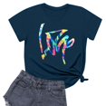 thumbnail image 1 of NAMTYQX Cute Shirts for Women Bedruckt Oversize Loose Fit Classic Print Short Sleeve Soft Light Round Neck Womens Tops Royal Blue Size 2XL, 1 of 4