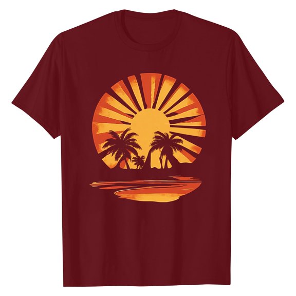 NAMTYQX Floral Tops for Women Bedrucken Crewneck Plus Size Loose Fit Lightweight Cute Short Sleeve Breathable Graphic T Shirts for Women Wine Size L