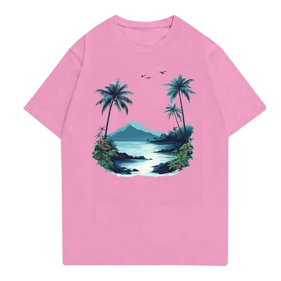 NAMTYQX Mens Casual Shirts Baggy Stretchy Stretch Crewneck Boho Plus Size Short Sleeve Casual Patterned Lightweight Mens T Shirts Pink Size XL