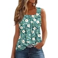 thumbnail image 1 of NAMTYQX Off the Shoulder Sweater Top Patterned Lightweight Wide Shoulder Straps Trendy Square Neck Casual Sleeless Slim Turquoise Size M, 1 of 5