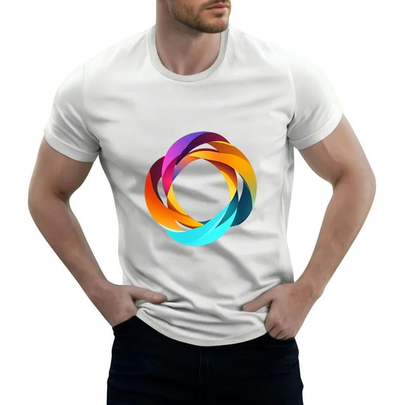 NAMTYQX Polyester Shirts for Men Soft Patterns Cozy Casual Easy Crewneck Plus Size Short Sleeve Loose Lightweight Mens Graphic Tees White Size S