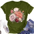 thumbnail image 1 of NAMTYQX T Shirts for Women Cool Round Neck Short Sleeve Fashion Pattern Loose Fitting Plus Size Stretch Gemusterte Short Sleeve Blouses for Women Army Green Size XL, 1 of 4