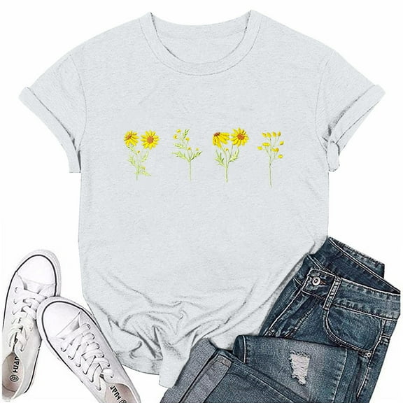 NAMTYQX Women's Summer Tops Print O-Neck Loose Fit Soft Short Sleeve Gemusterte Simple Light Plus Size Casual Tops for Women Khaki Size 2XL