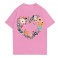 thumbnail image 1 of NAMTYQX Womens Blouses Hip Crewneck Muster Stretch Soft Oversized Short Sleeve Loose Patterns Graphic Tees Pink Size 2XL, 1 of 4