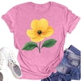 thumbnail image 1 of NAMTYQX Womens Casual Tops Short Sleeve Fashion Print Light Comfy Plus Size Grafisches Breathable Round Neck Short Sleeve Shirts for Women Pink Size L, 1 of 4