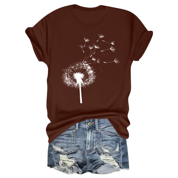 NAMTYQX Womens Shirts Dressy Casual Crewneck Graphic Short Sleeve Soft mit Muster Trendy Oversized Boyfriend Lightweight Plus Size Blouses for Women Wine Size L