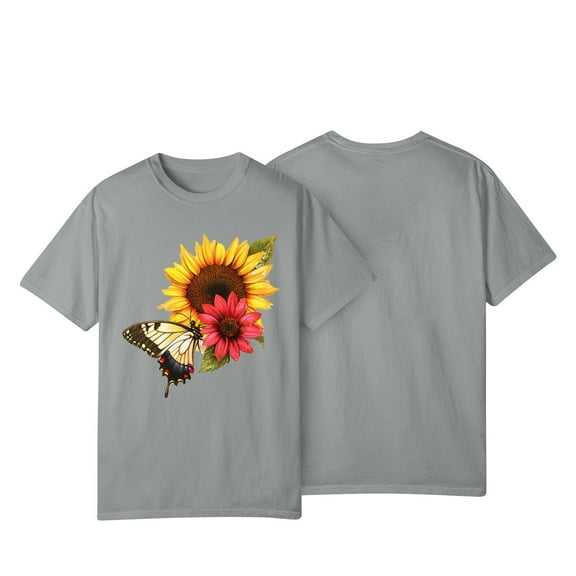 NAMTYQX Womens Shirts Dressy Casual Short Sleeve Breathable Crewneck Print Casual Stretch Plus Size Boxy Fit Bedrucktes Womens Blouses Gray Size XL