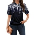 thumbnail image 1 of NAMTYQX Womens Summer Tops Casual Short Sleeve Womens Polo Shirts Casual Lapel Soft Dark Blue Size 2XL, 1 of 5