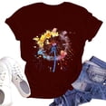 thumbnail image 1 of NAMTYQX Womens Tops Boyfriend Plus Size Print Grafisches Trending Breathable Crewneck Short Sleeve Stretch Tops for Women Trendy Summer Wine Size L, 1 of 4